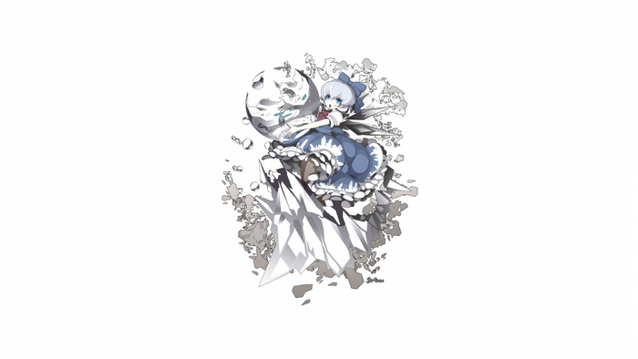 Cirno from Touhou Project with ice and moon