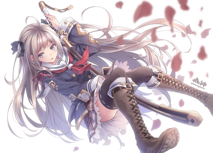 Anime girl with long hair holding a weapon