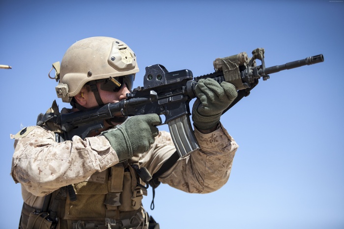 AR-15, M-16, red sight, Marine Corps, U.S. Army