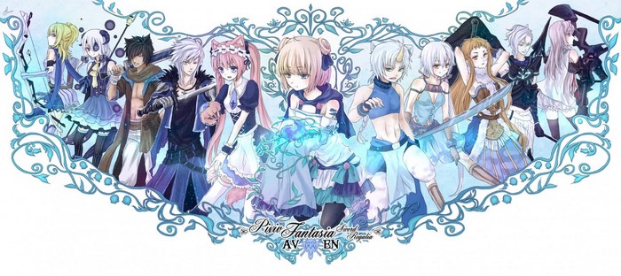 Group of anime characters with swords and bows