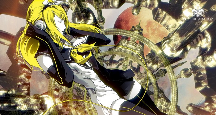 Kagamine Rin from Vocaloid in a futuristic city