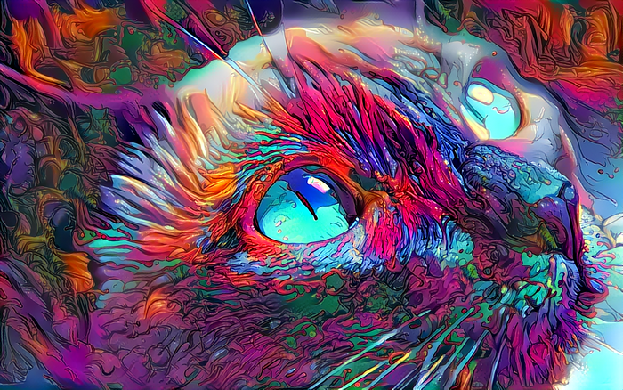 Vibrant Abstract Cat with Psychedelic Eyes