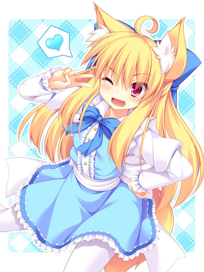 Anime girl with blonde hair and fox ears