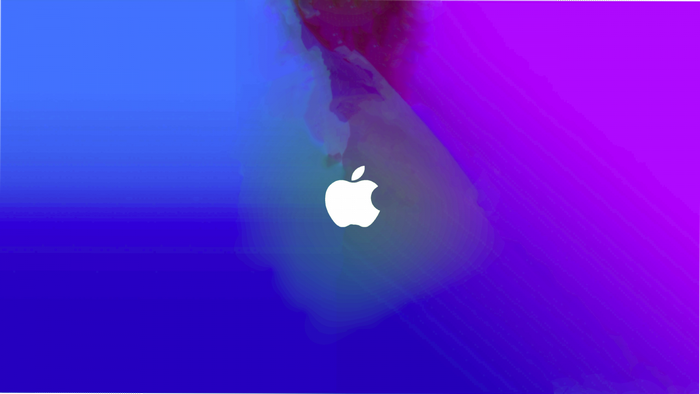 Apple logo on abstract blue and purple background