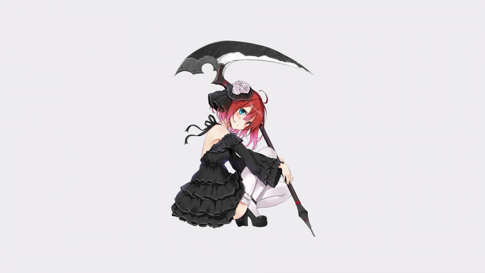 Anime girl with red hair and scythe