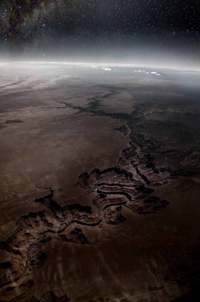Grand Canyon from space with stars
