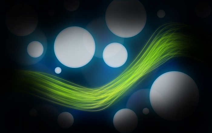 Abstract green wave with glowing circles