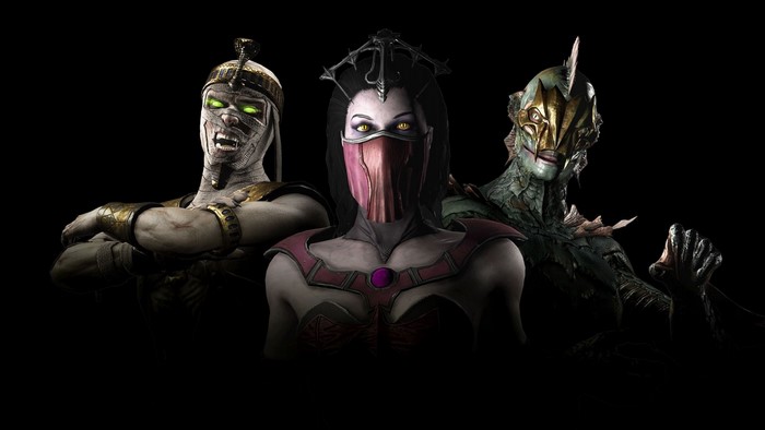 Mortal Kombat X characters: Scorpion, Mileena, and Reptile