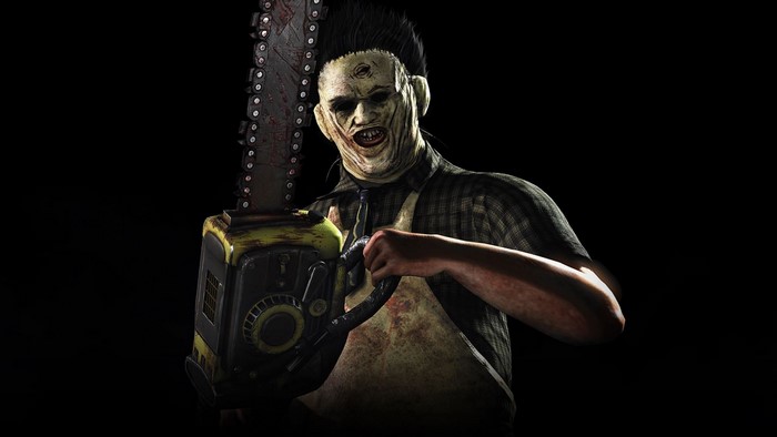 Leatherface from Mortal Kombat X holding a chainsaw