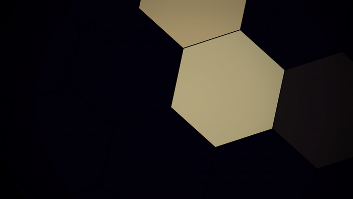 Abstract geometric pattern of hexagons in black and gold