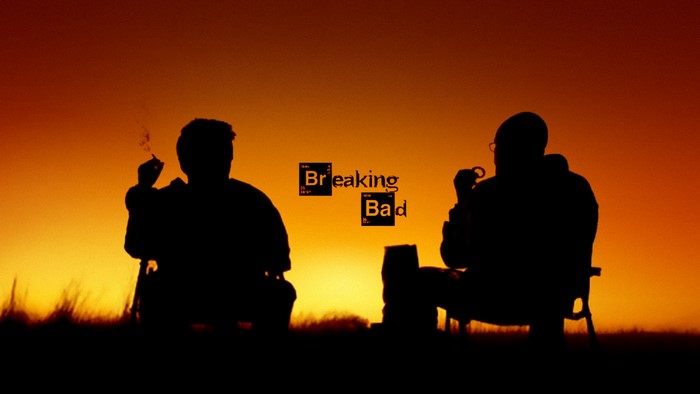 Walter White and Jesse Pinkman from Breaking Bad at sunset