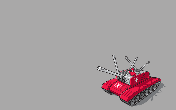 Red Swiss Army Knife Tank with Multiple Cannons