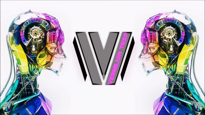 Vermilion Trap Logo with Robotic Heads