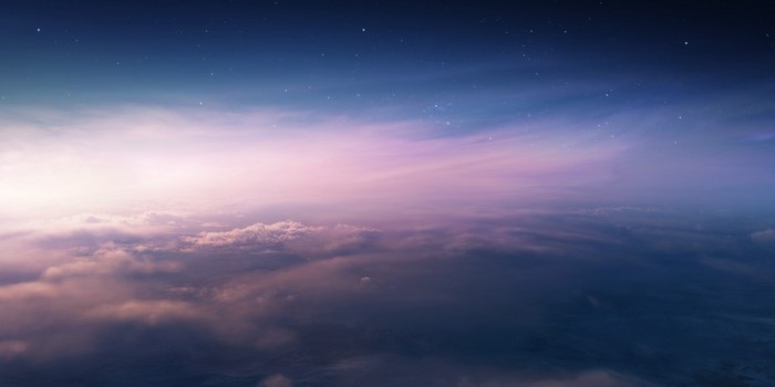 Digital art of clouds and stars at dusk