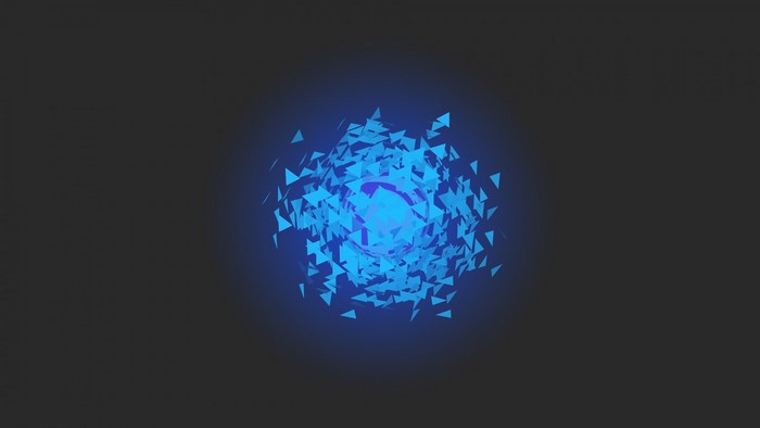 Abstract blue sphere of triangles with light