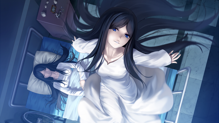 Kirie Fujou from Kara no Kyoukai in hospital bed