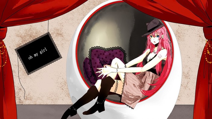 Megurine Luka from Vocaloid sitting in a chair