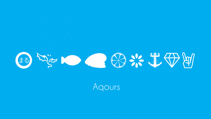 Aqours logo with symbols from Love Live Sunshine