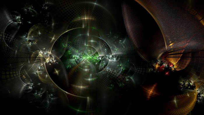 Abstract fractal art with circles and lights