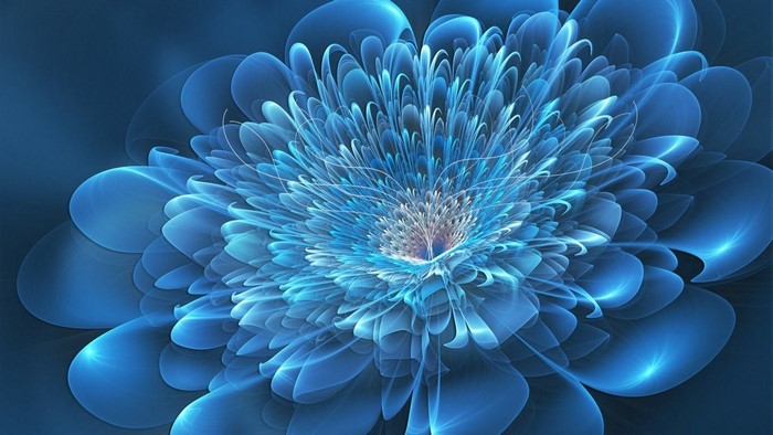 Abstract blue fractal flower illustration