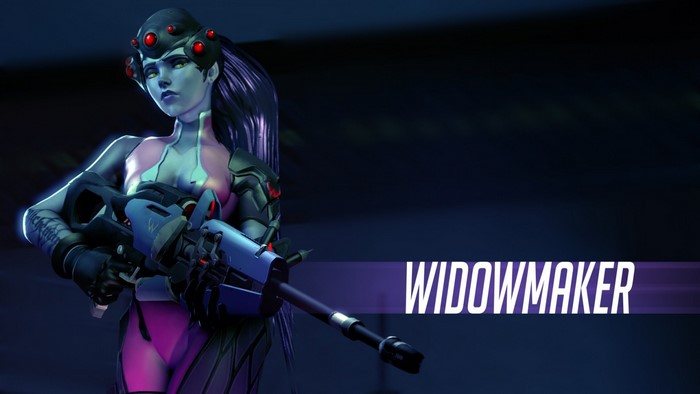 Widowmaker from Overwatch holding her sniper rifle