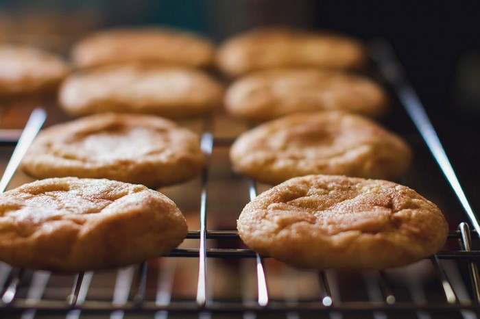 Freshly Baked Snickerdoodle Cookies on Cooling Rack