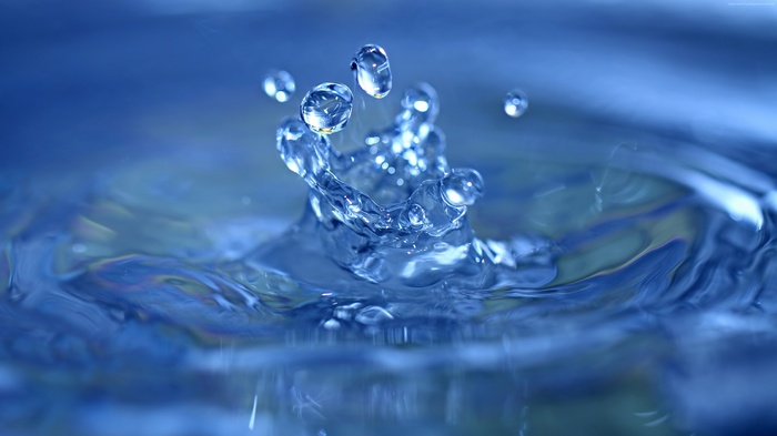 blue, drops, water, splash, macro, 4k, 5k wallpaper, close-up