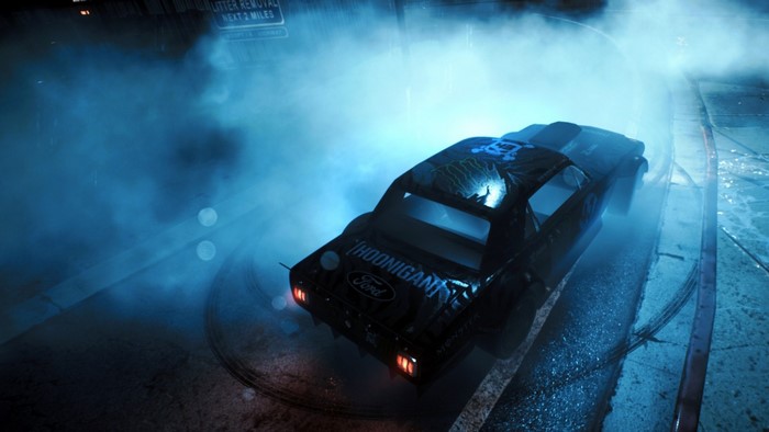 Ford Hoonigan car drifting in smoke