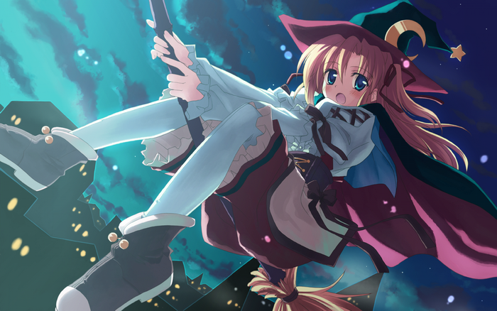 Marie Rudel from Sakura Strasse flying on a broom