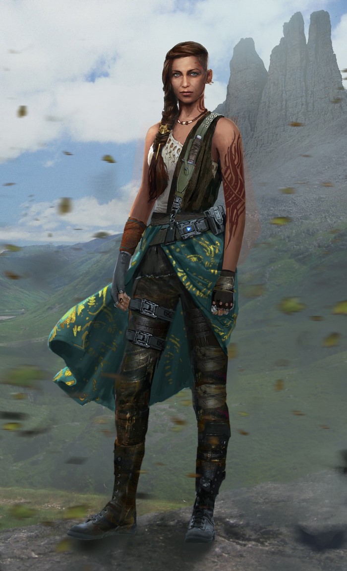 Reyna from Gears of War 4 in a mountainous landscape