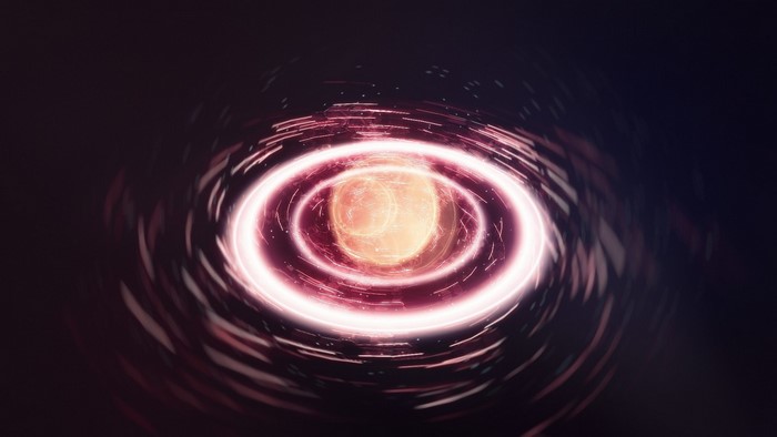 Abstract glowing vortex with a central sphere