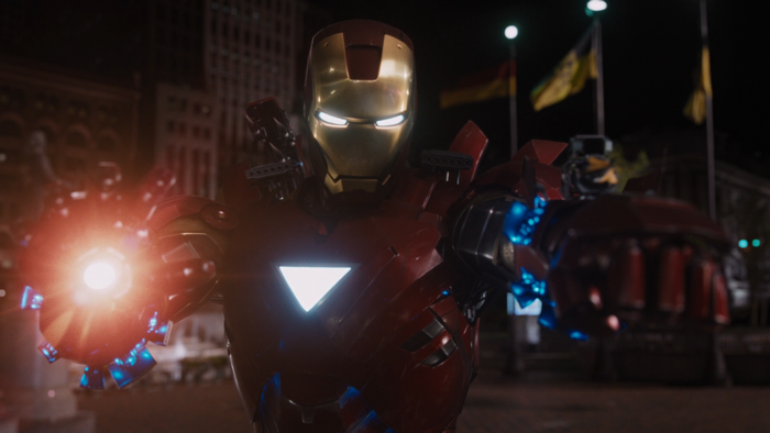 Iron Man from The Avengers at night