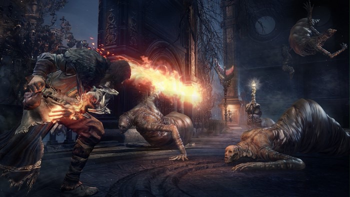 Dark Souls III screenshot of character fighting creatures