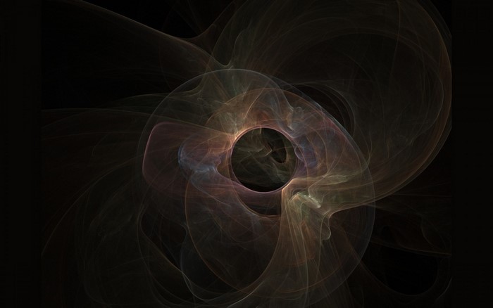 Abstract fractal art with a central dark circle