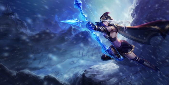 Ashe from League of Legends in a snowy landscape