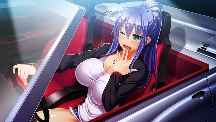 Izumi Kirika from Kanzen Jikan Teishi in a car