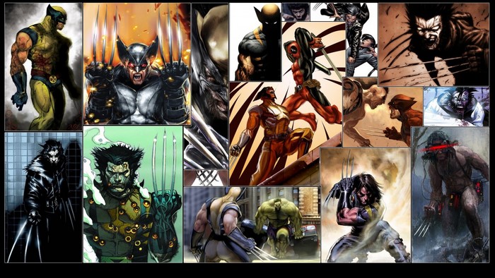 Wolverine and other Marvel characters collage
