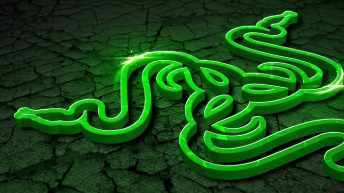 Razer logo on cracked green background