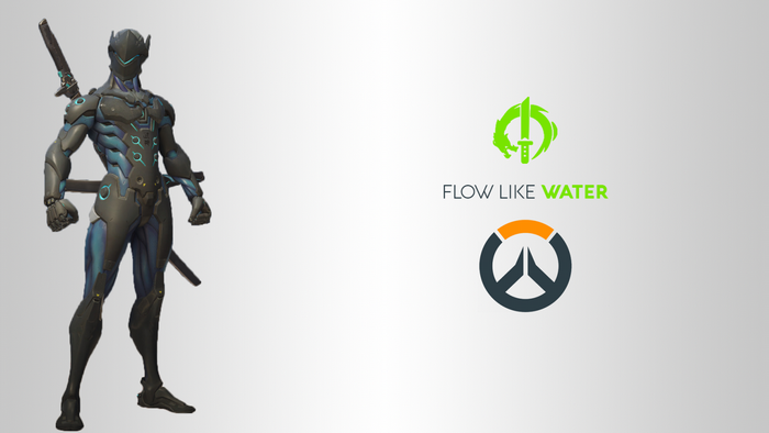 Genji from Overwatch with logos