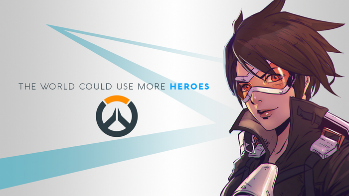 Tracer from Overwatch with slogan and logo