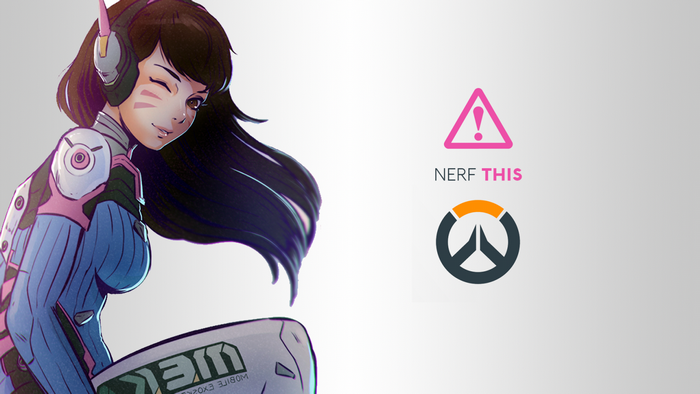 D.Va from Overwatch with "Nerf This" logo