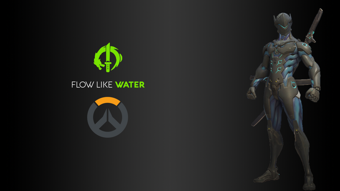 Genji from Overwatch with logos