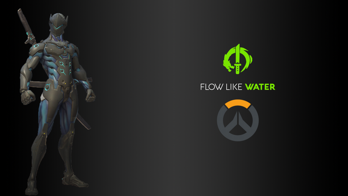 Genji from Overwatch with logos