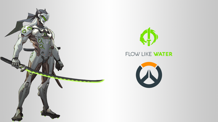 Genji from Overwatch with logos