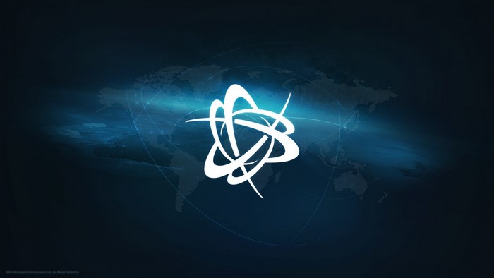 Blizzard Entertainment Battle.net Logo on World Map Background