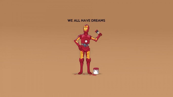C-3PO from Star Wars painting Iron Man suit