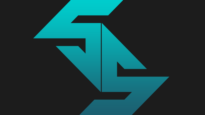 Abstract geometric logo with teal gradient