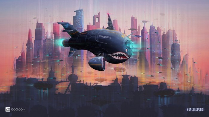 Bundleopolis futuristic city with airship