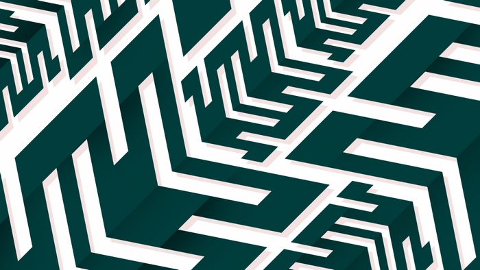 Abstract geometric pattern with dark teal and white lines