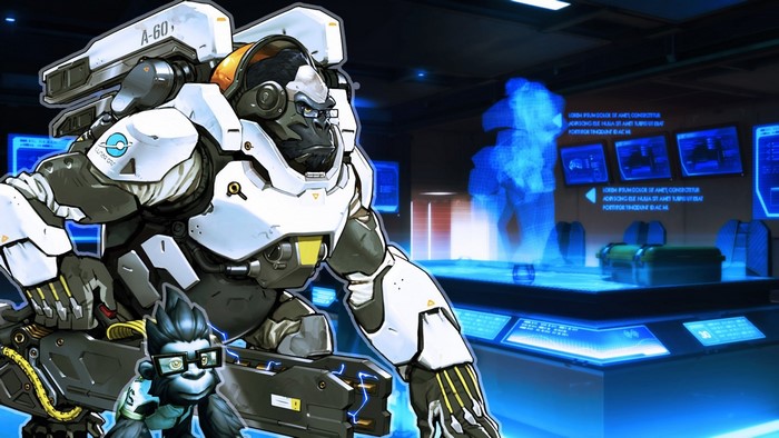 Winston from Overwatch in a laboratory